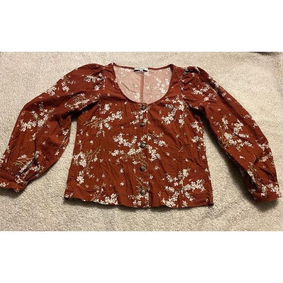 Madewell Tops - Madewell Top Corduroy Button Front Shirred Sleeve Red Farmstand Bouquet Size‎ S